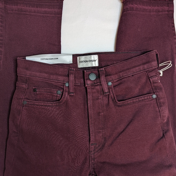 Cotton Citizen Denim - COTTON CITIZEN High Split Skinny Leg Jeans Sangria Waist Size 22 New